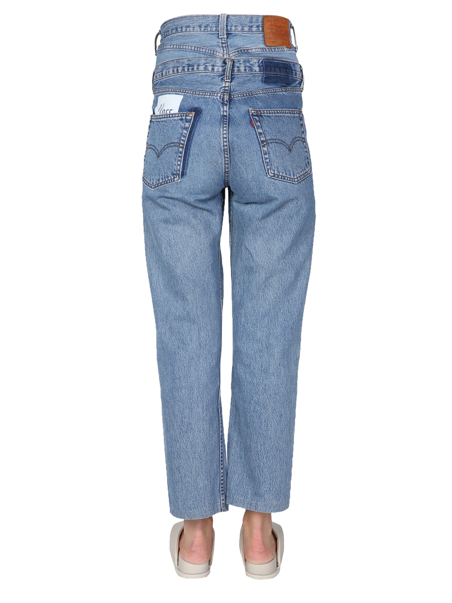 1/OFF    DOUBLE WAIST COTTON DENIM JEANS