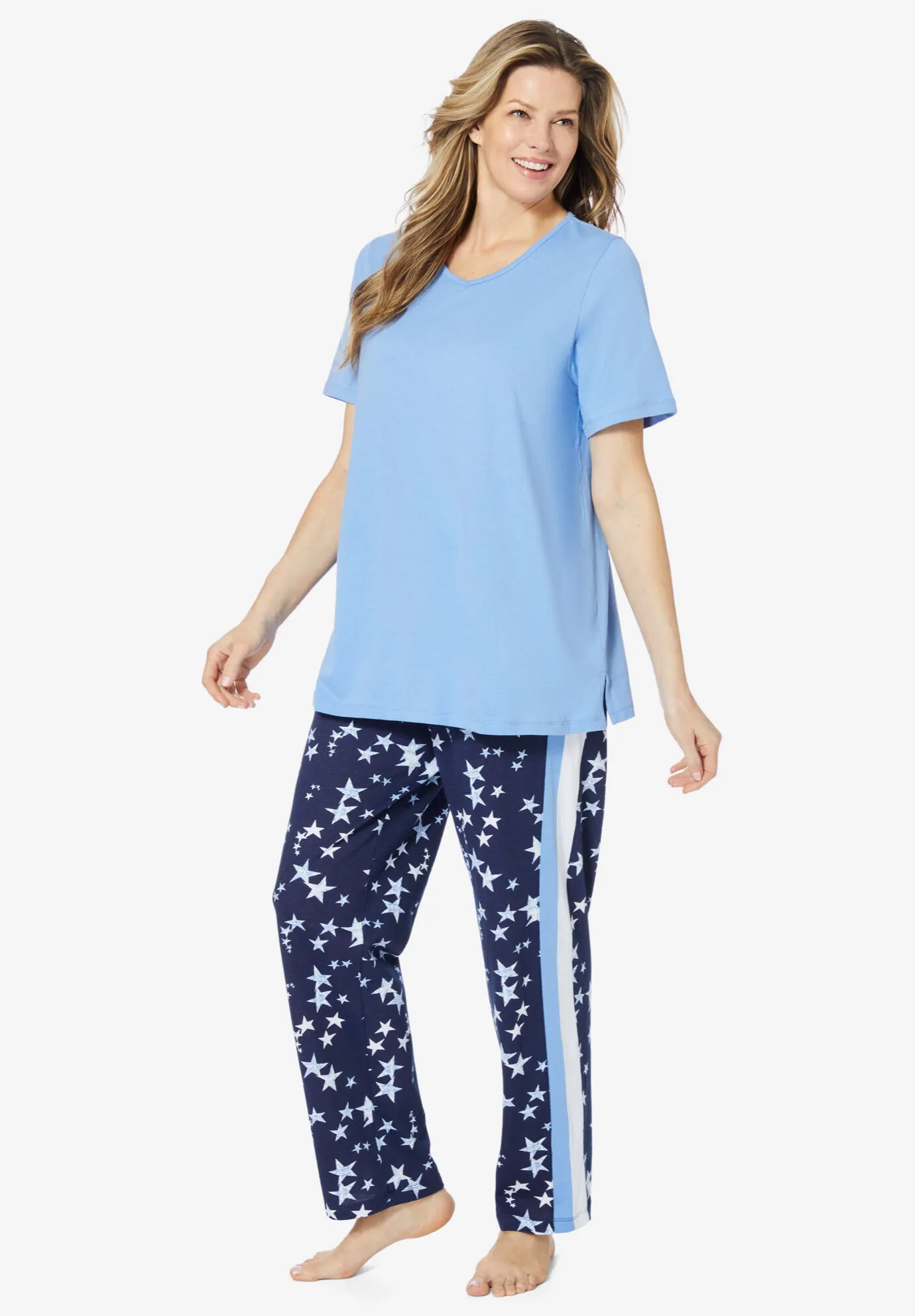 2-Piece Side Stripe Pajama Set