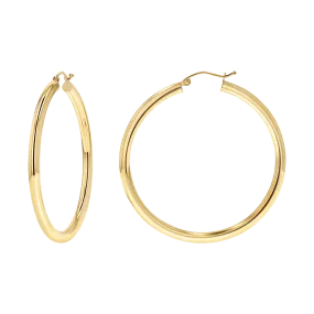 3mm Gold Tube Hoop Earrings