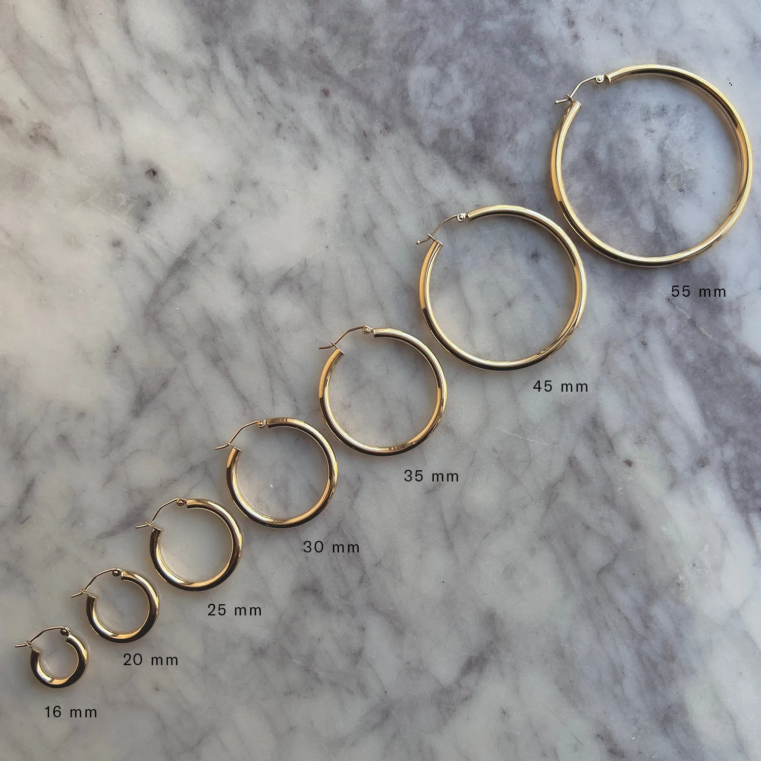 3mm Gold Tube Hoop Earrings