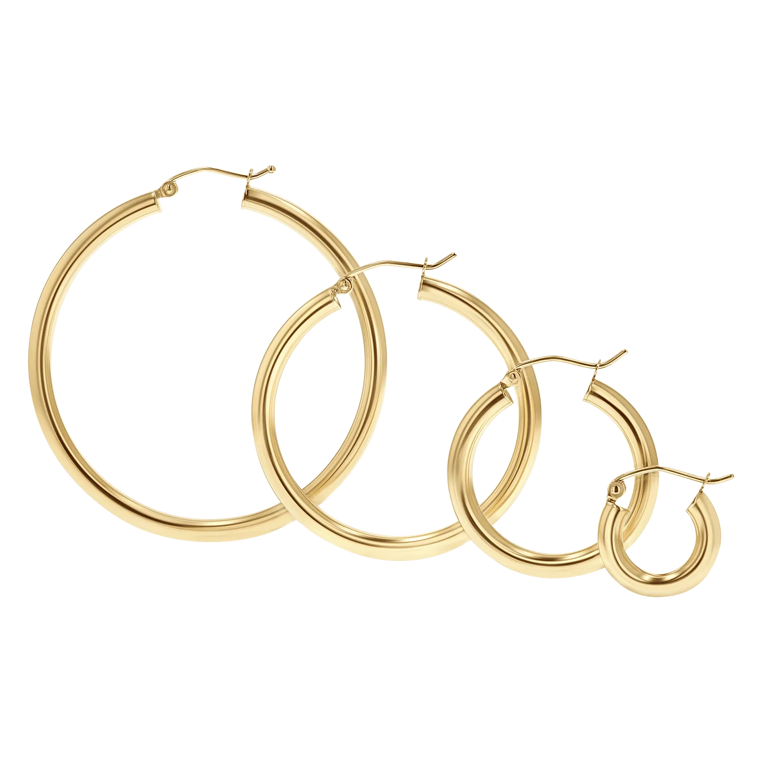 3mm Gold Tube Hoop Earrings