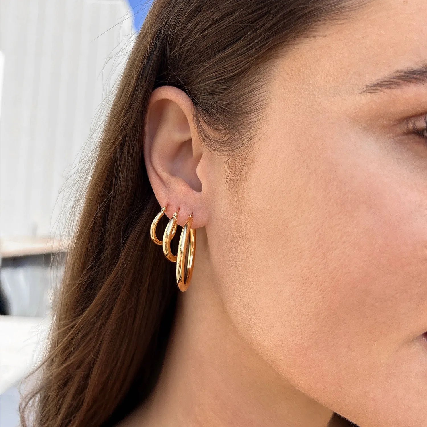 3mm Gold Tube Hoop Earrings