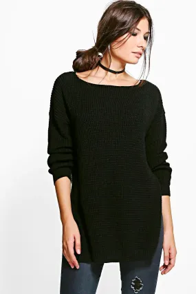 Allie Round Neck Oversized Side Split Sweater