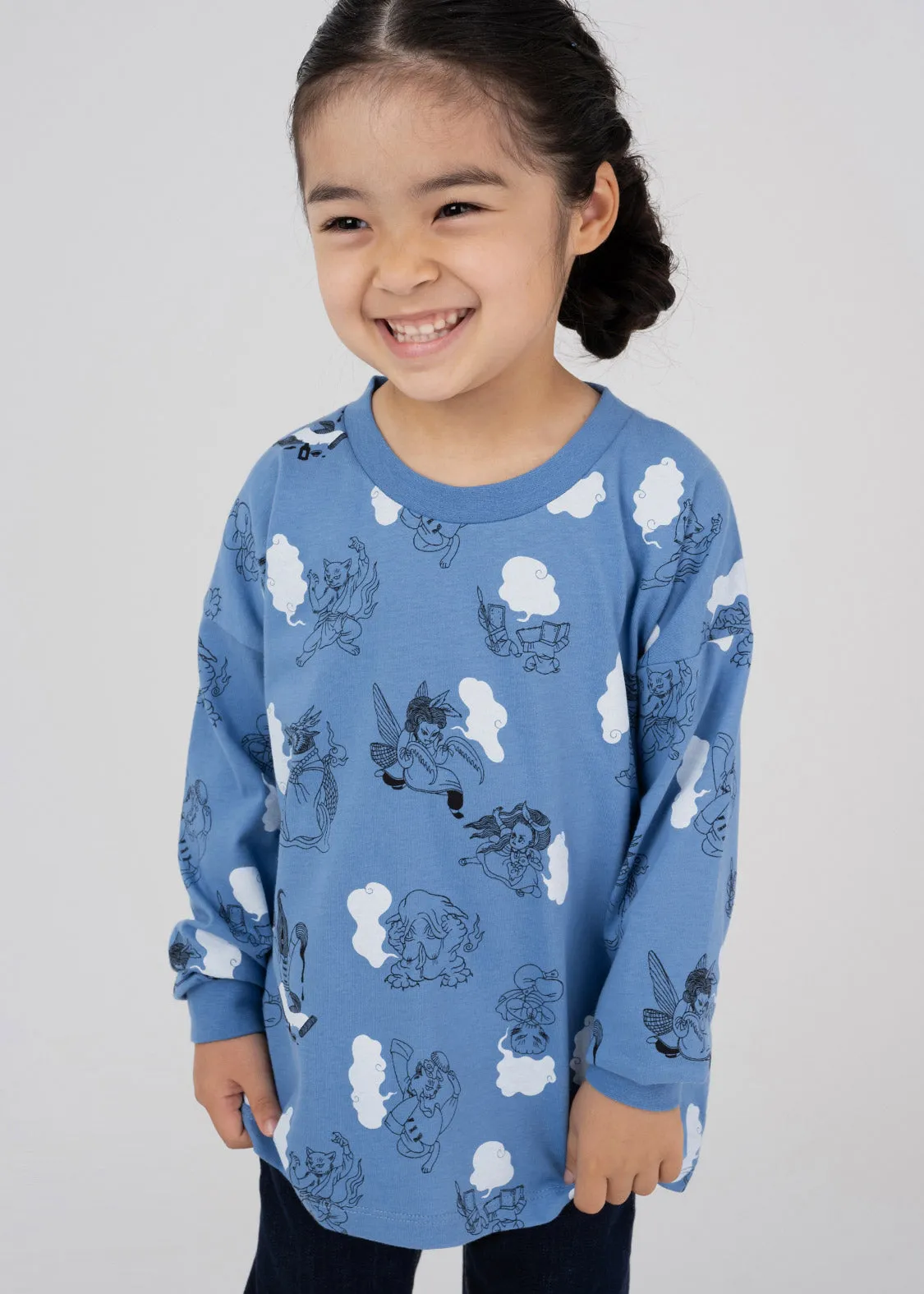 Ayako Ishiguro Drop Shoulder Long Sleeve Tee (Ayako Ishiguro_Contents Pattern) - Kids