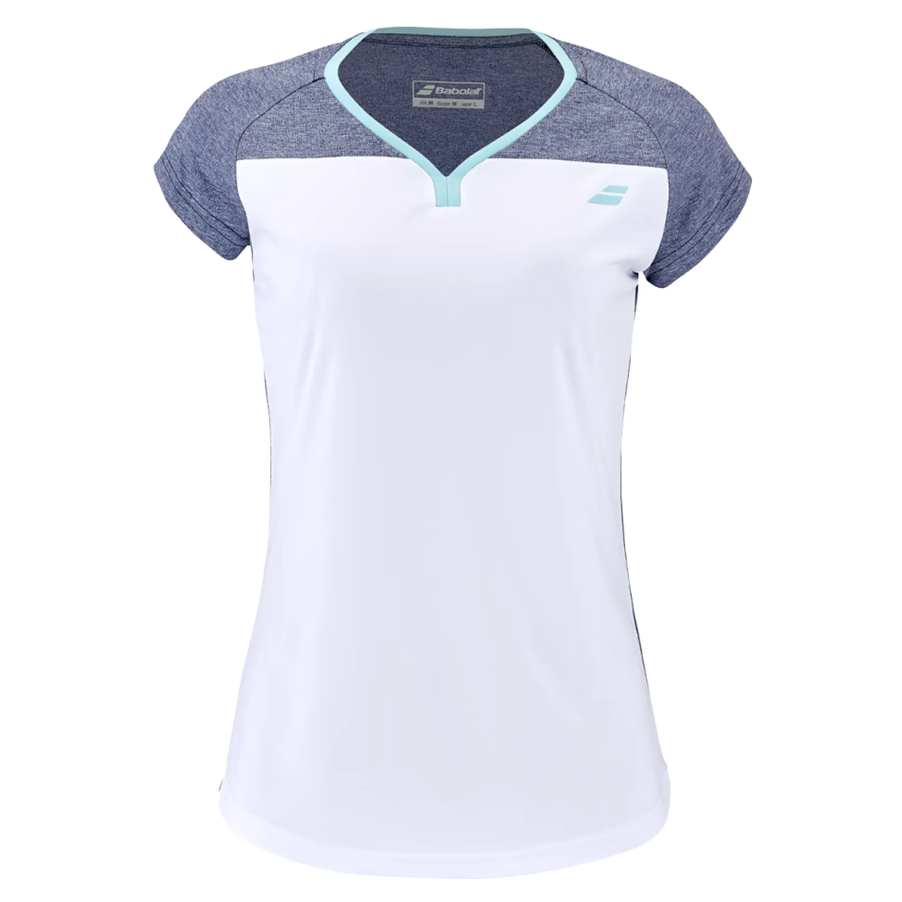 Babolat Play Cap Sleeve Girl Top 1079 - White/Blue Heather