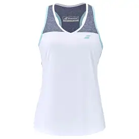 Babolat Women's Play Tank Top [White/Heather Blue]