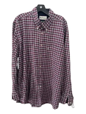 Barbour Size XL Red & Blue Cotton Blend Plaid Flannel Men's Long Sleeve Shirt