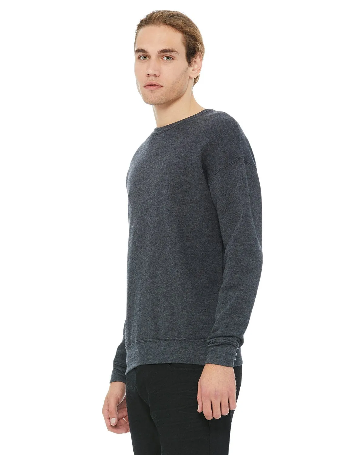 Bella + Canvas Unisex Drop Shoulder Fleece 3945 Dark Gry Heather