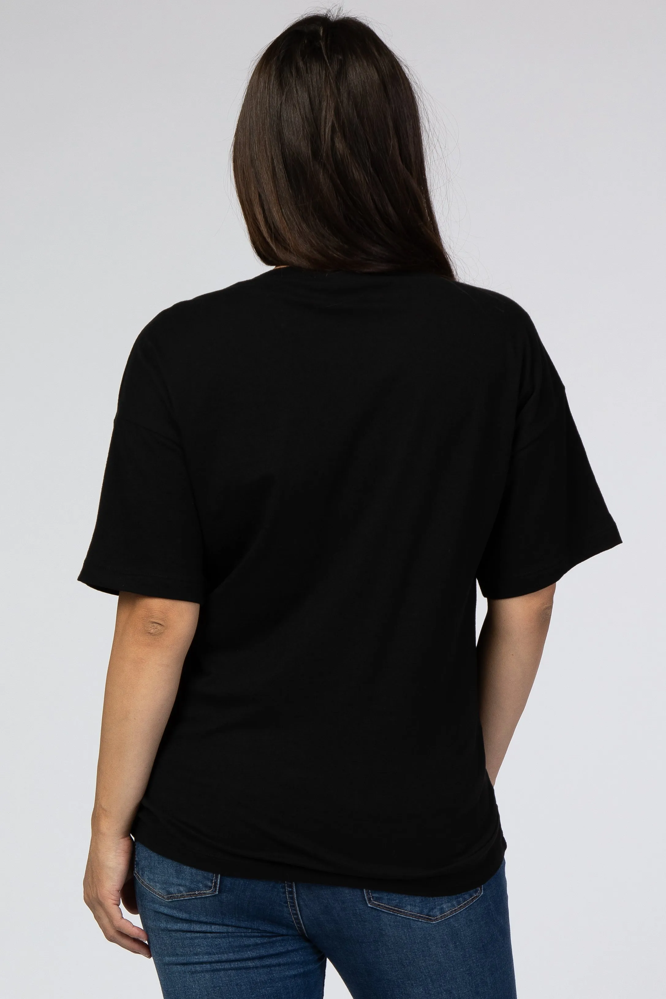 Black Basic Short Sleeve Maternity Tee