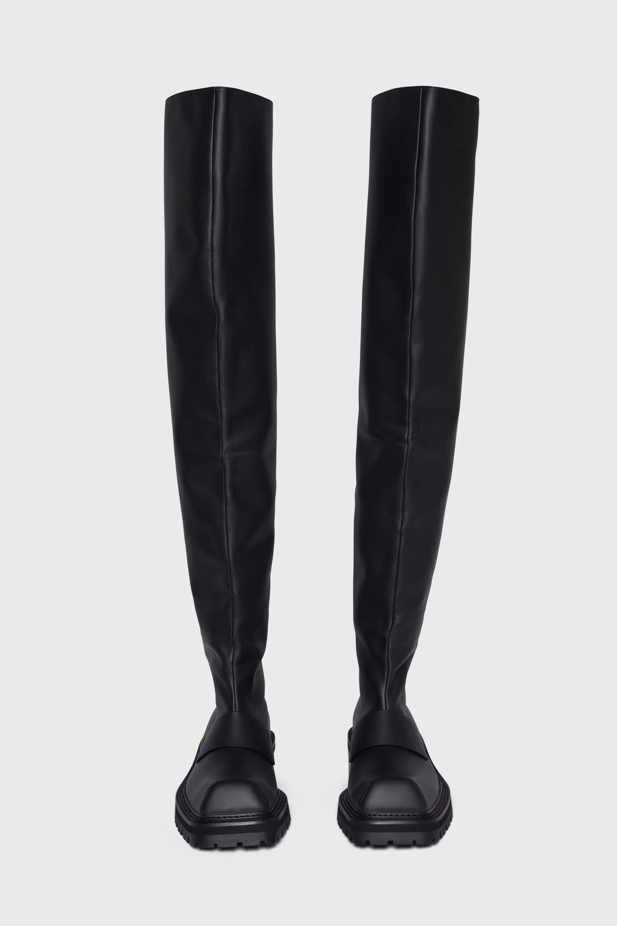 BLACK CALFSKIN THIGH HIGH BOOTS