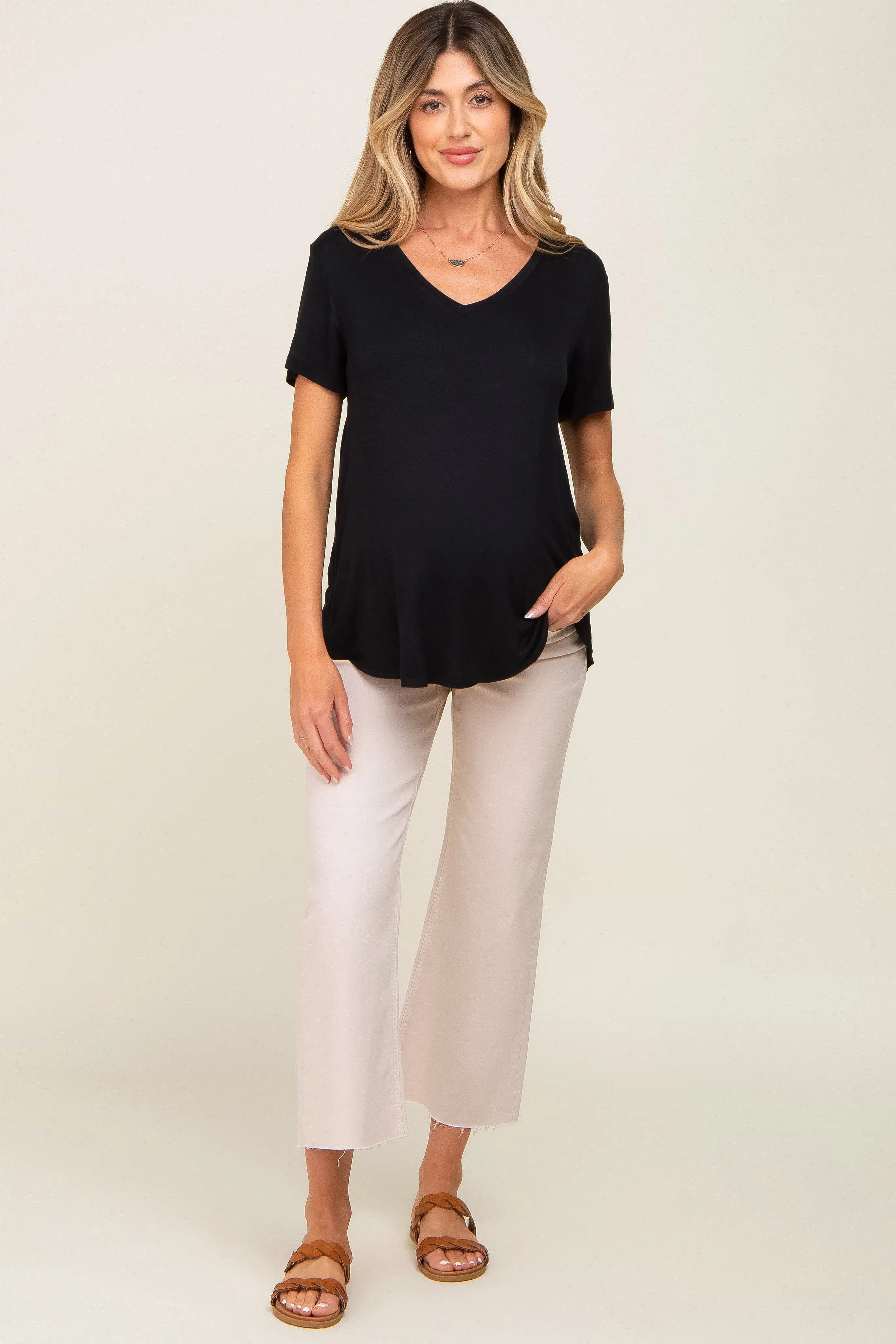 Black V-Neck Maternity Tee