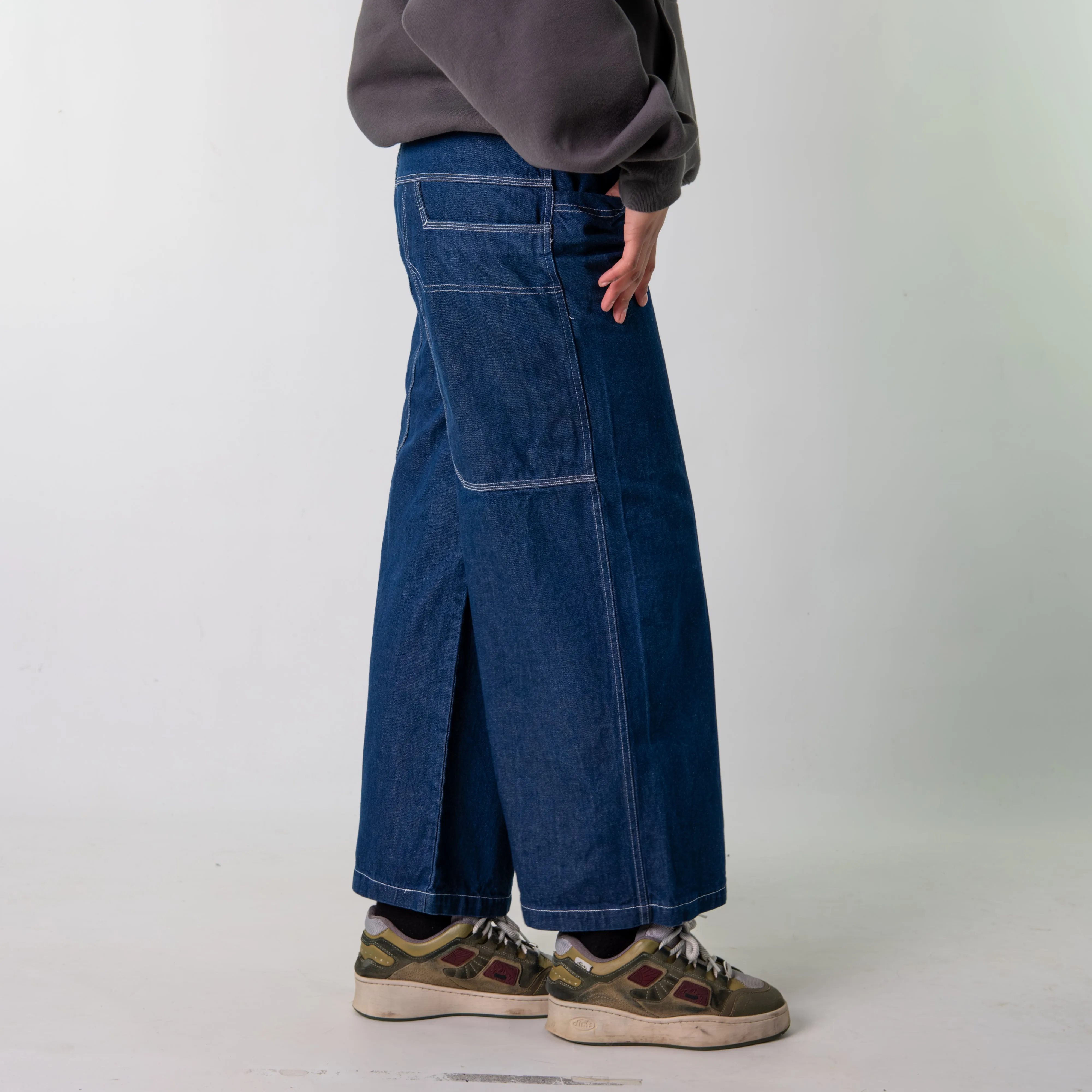 Blue Denim 90s Baggy Hip Hop  Cargo Skater Trousers Pants Jeans (28x29)