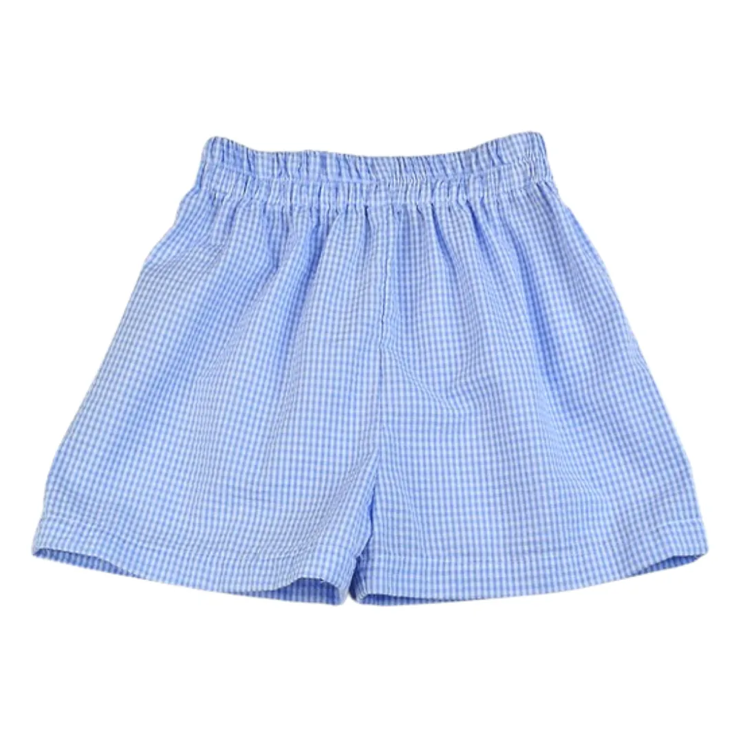 Blue Seersucker Shorts