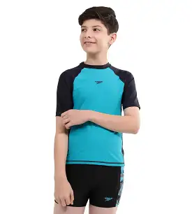 Boy's Endurance Short Sleeve Suntop - Aquarium  &  True Navy