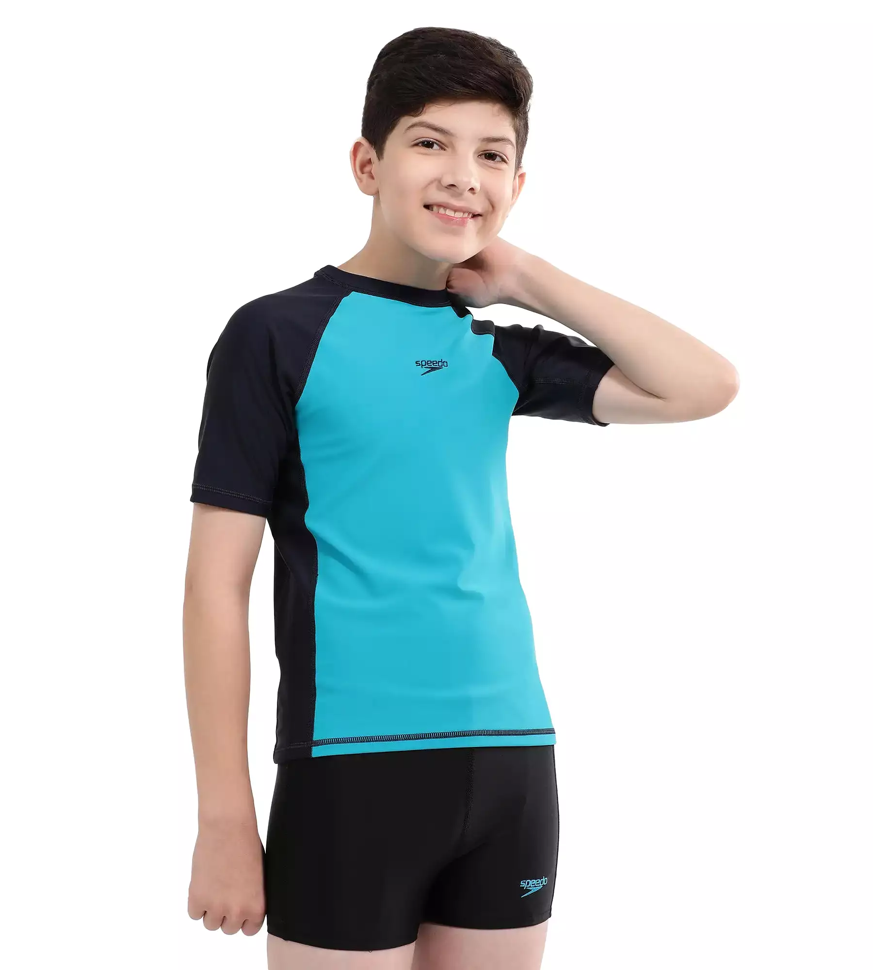 Boy's Endurance Short Sleeve Suntop - Aquarium  &  True Navy