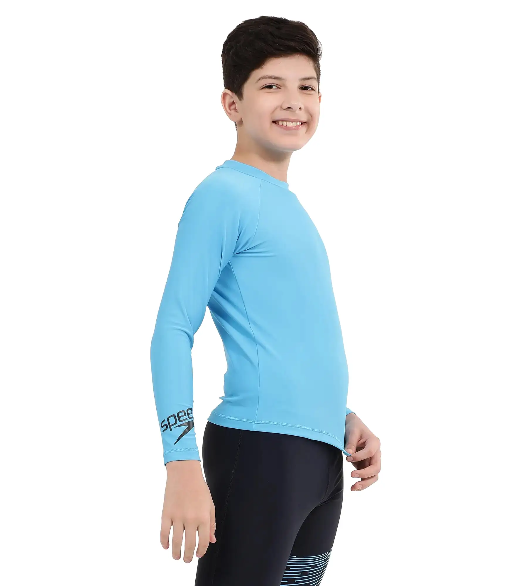 Boy's Long Sleeve Suntop - Picton Blue  &  Black