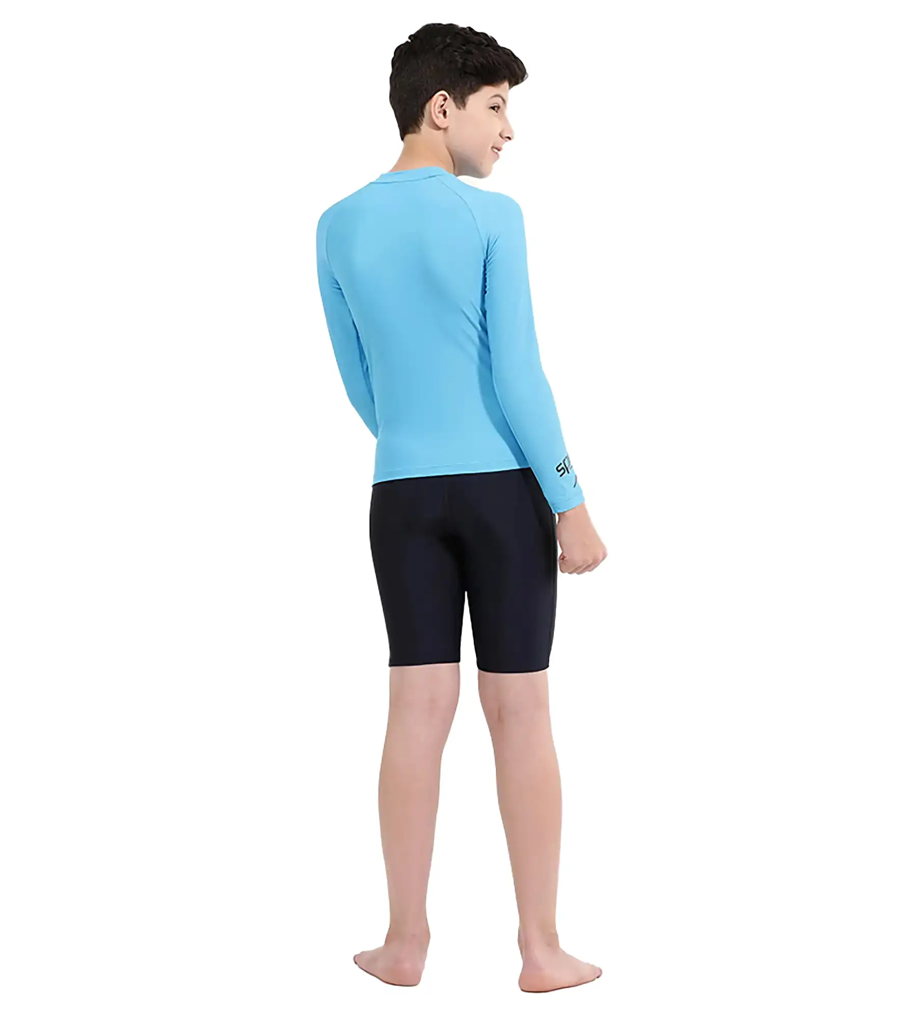 Boy's Long Sleeve Suntop - Picton Blue  &  Black