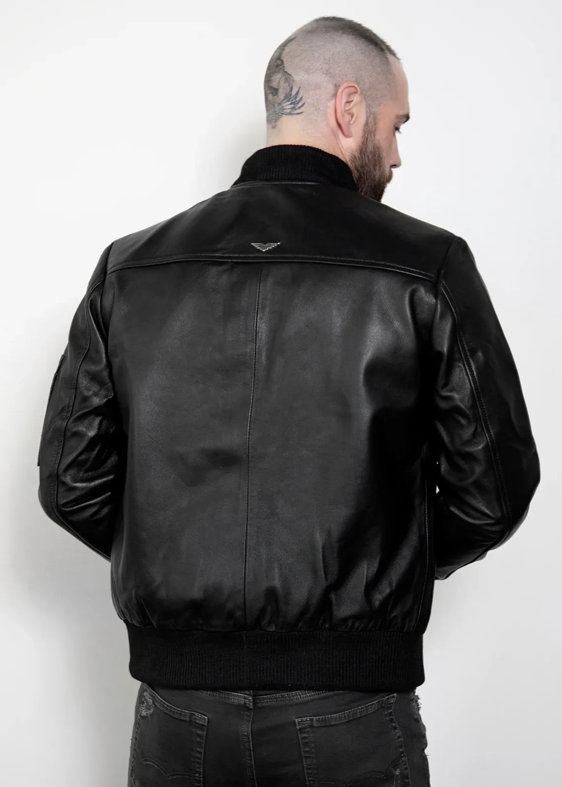 Buy Mens Premium Aviator Black Leather Bomber Jacket