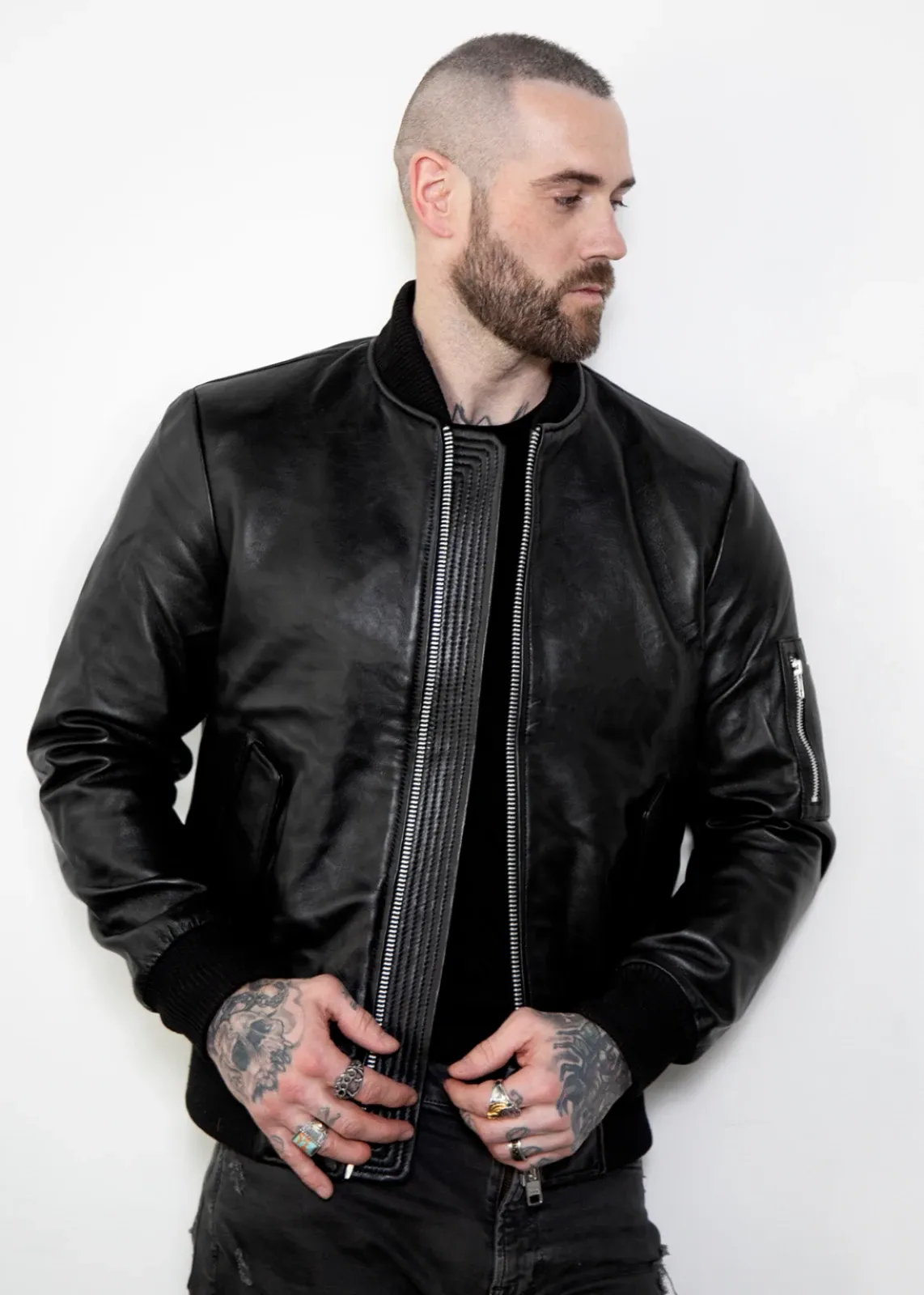 Buy Mens Premium Aviator Black Leather Bomber Jacket