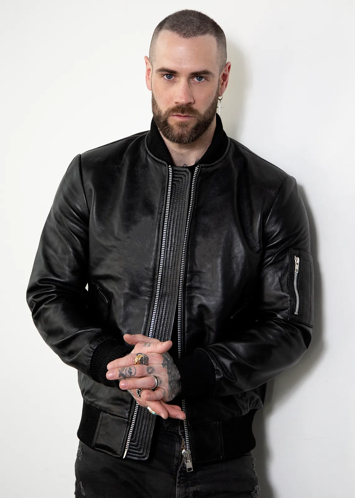 Buy Mens Premium Aviator Black Leather Bomber Jacket