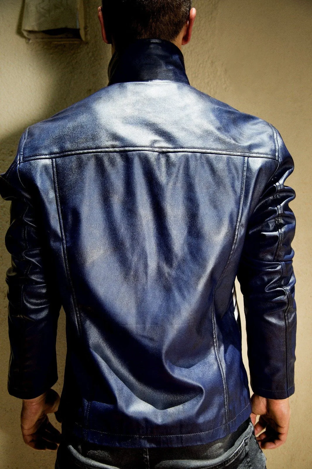 Buy Mens Spiderman Venom Leather Jacket Blue Weathered | LucaJackets