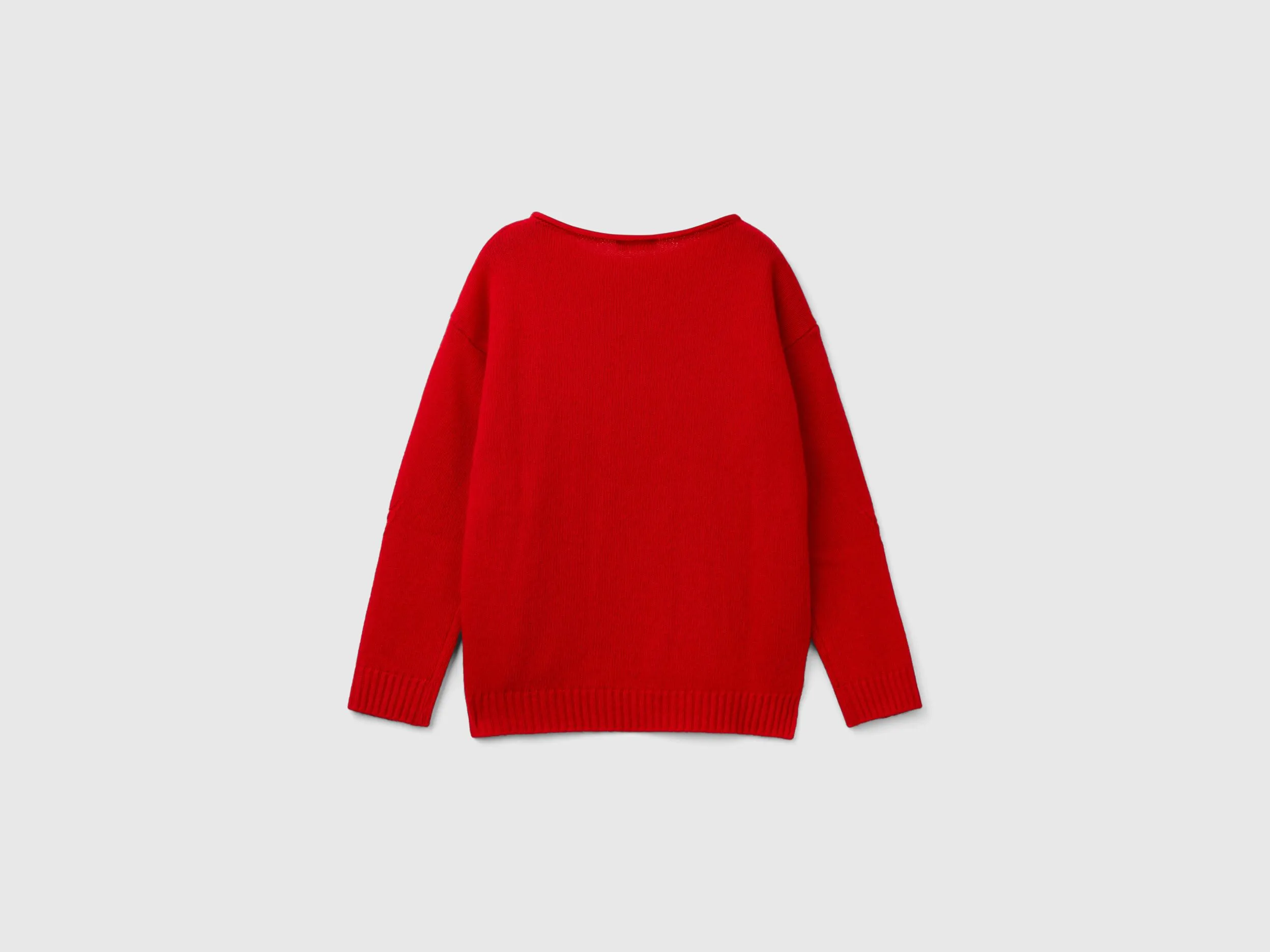 Cable knit sweater in wool blend - Red | Benetton