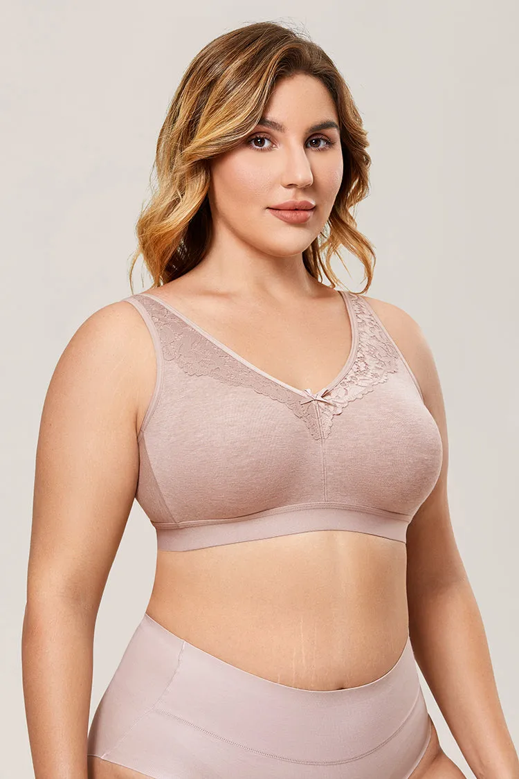 Cameo Gray Lace Seamless Wireless Unlined Cotton Bra for Women