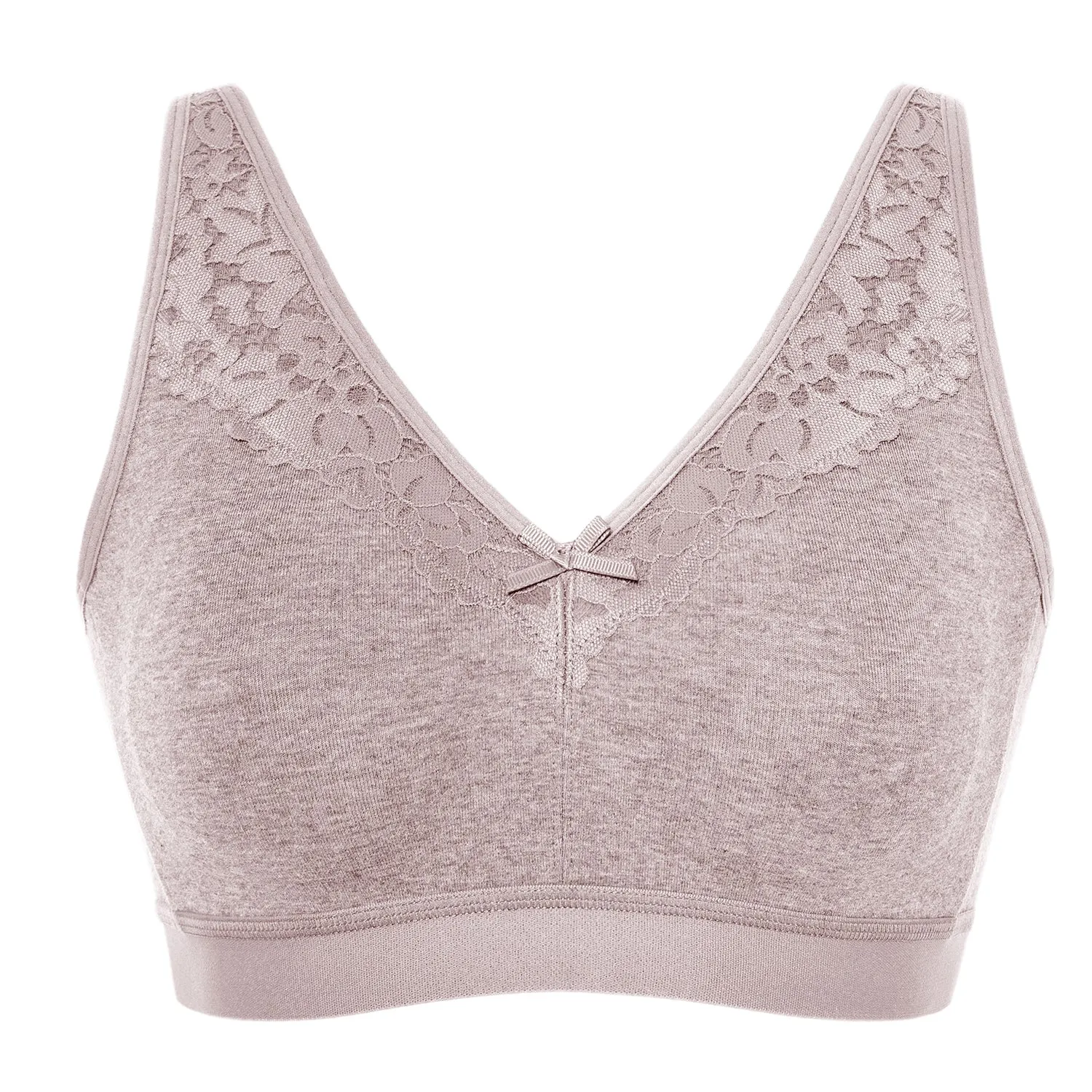 Cameo Gray Lace Seamless Wireless Unlined Cotton Bra for Women