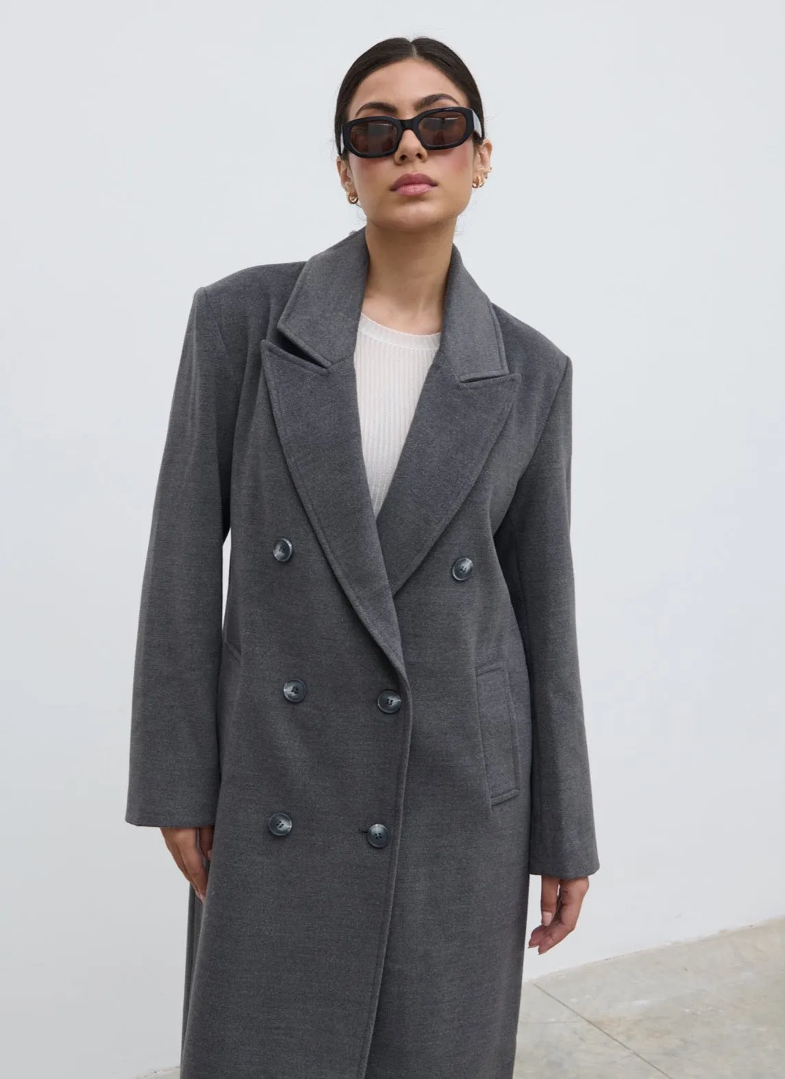 Carissa Oversized Tailored Coat - Charcoal