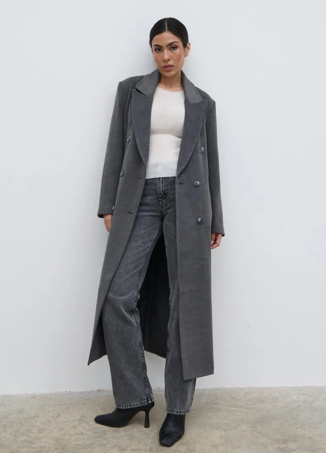 Carissa Oversized Tailored Coat - Charcoal