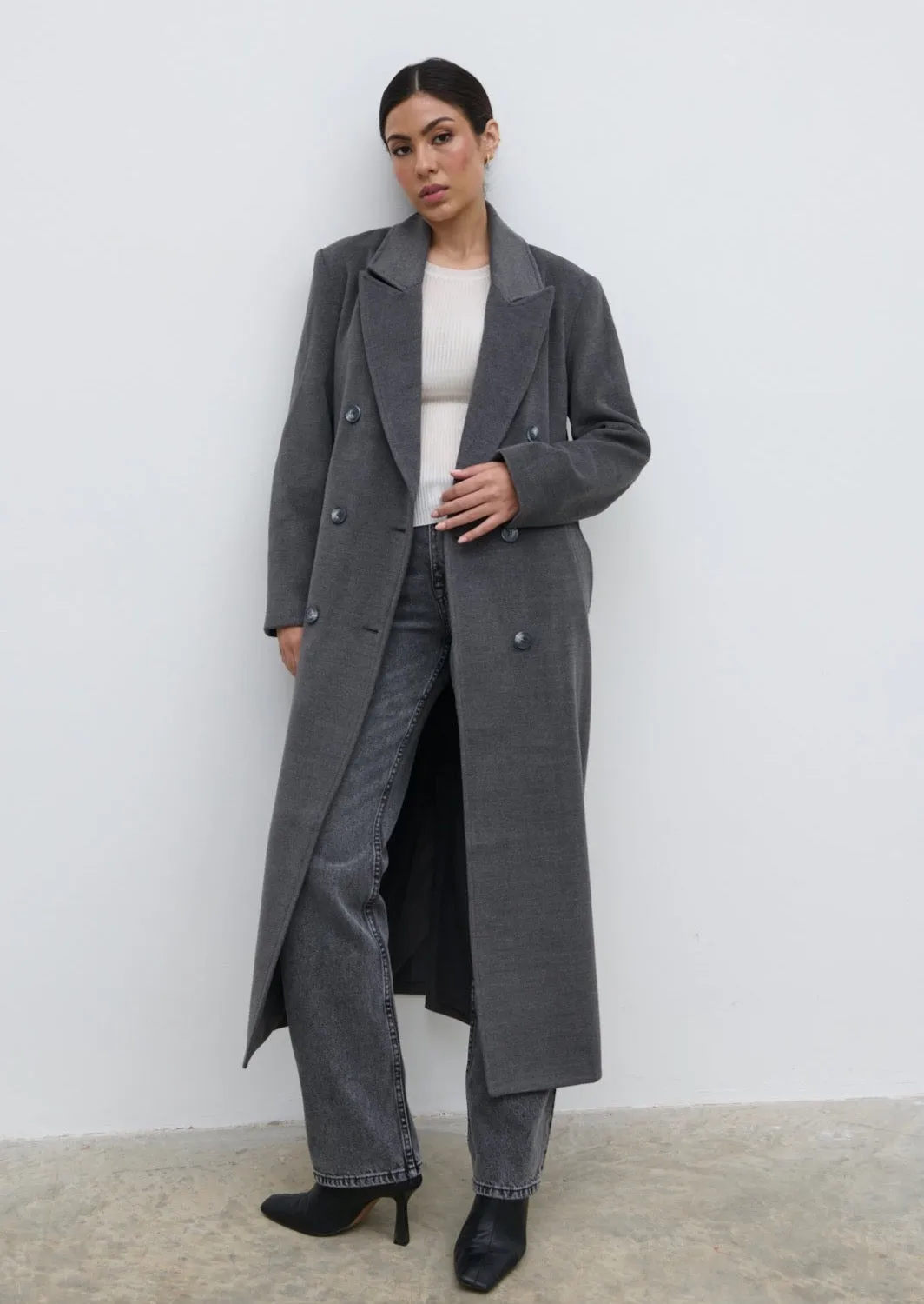 Carissa Oversized Tailored Coat - Charcoal