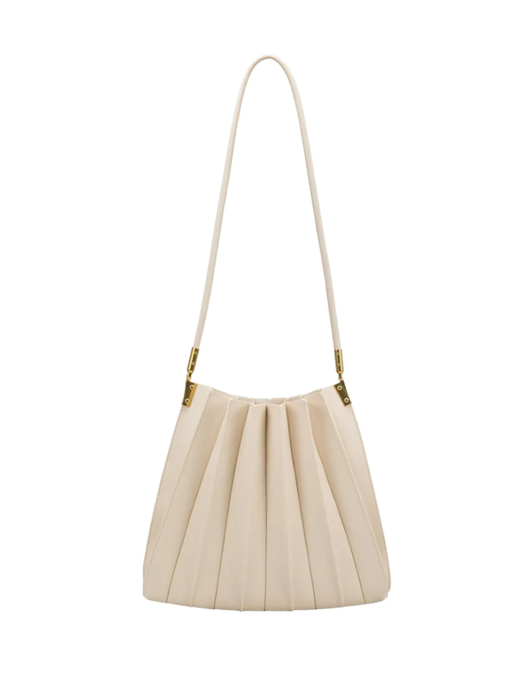 Carrie Pleated Vegan Shoulder Bag - Ivory