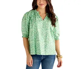 Caryn Lawn Erin Poppy Top Green