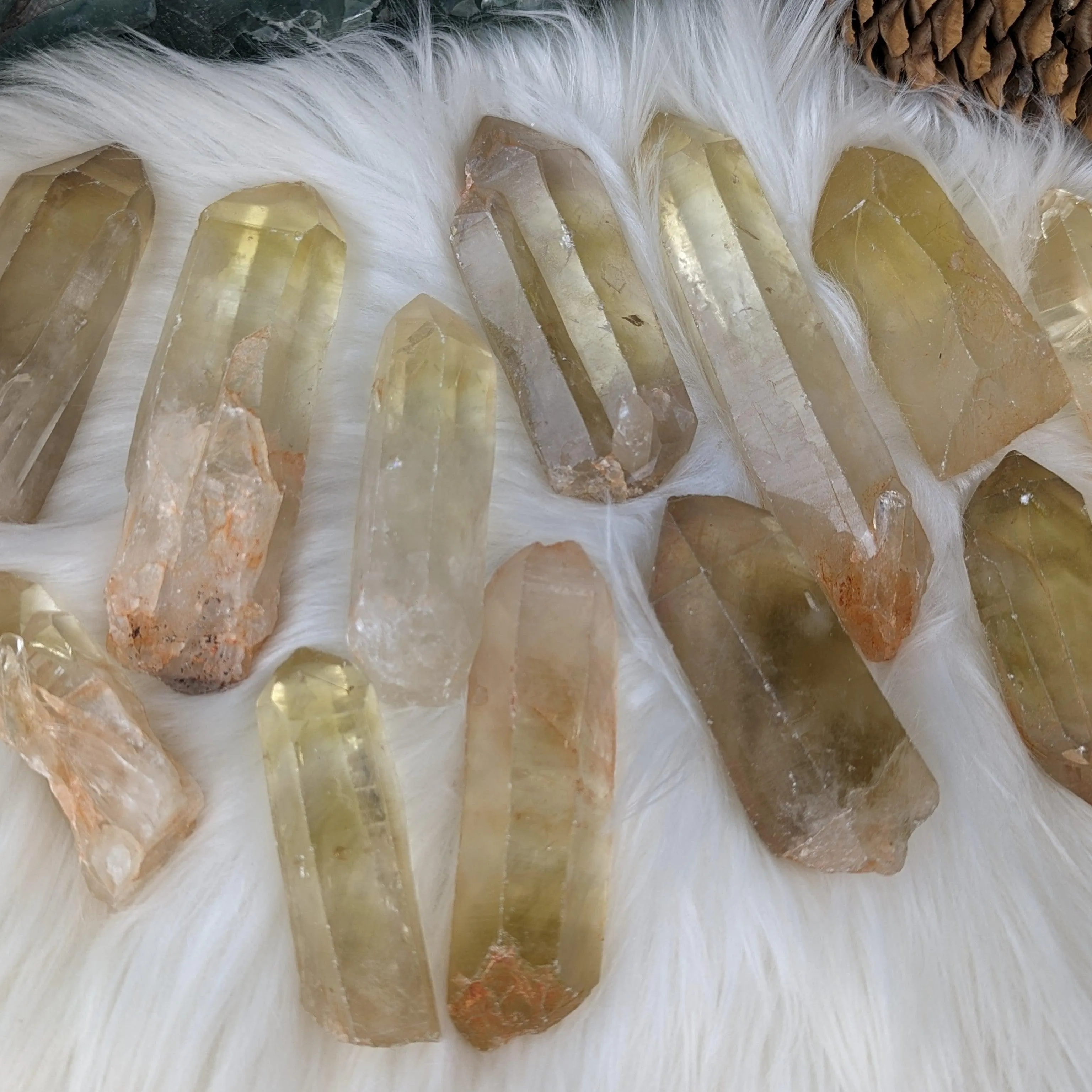 Chunky Natural Citrine Points ~ Set of 2 ~ Perfect for Crystal Grids for Clarity and Thought