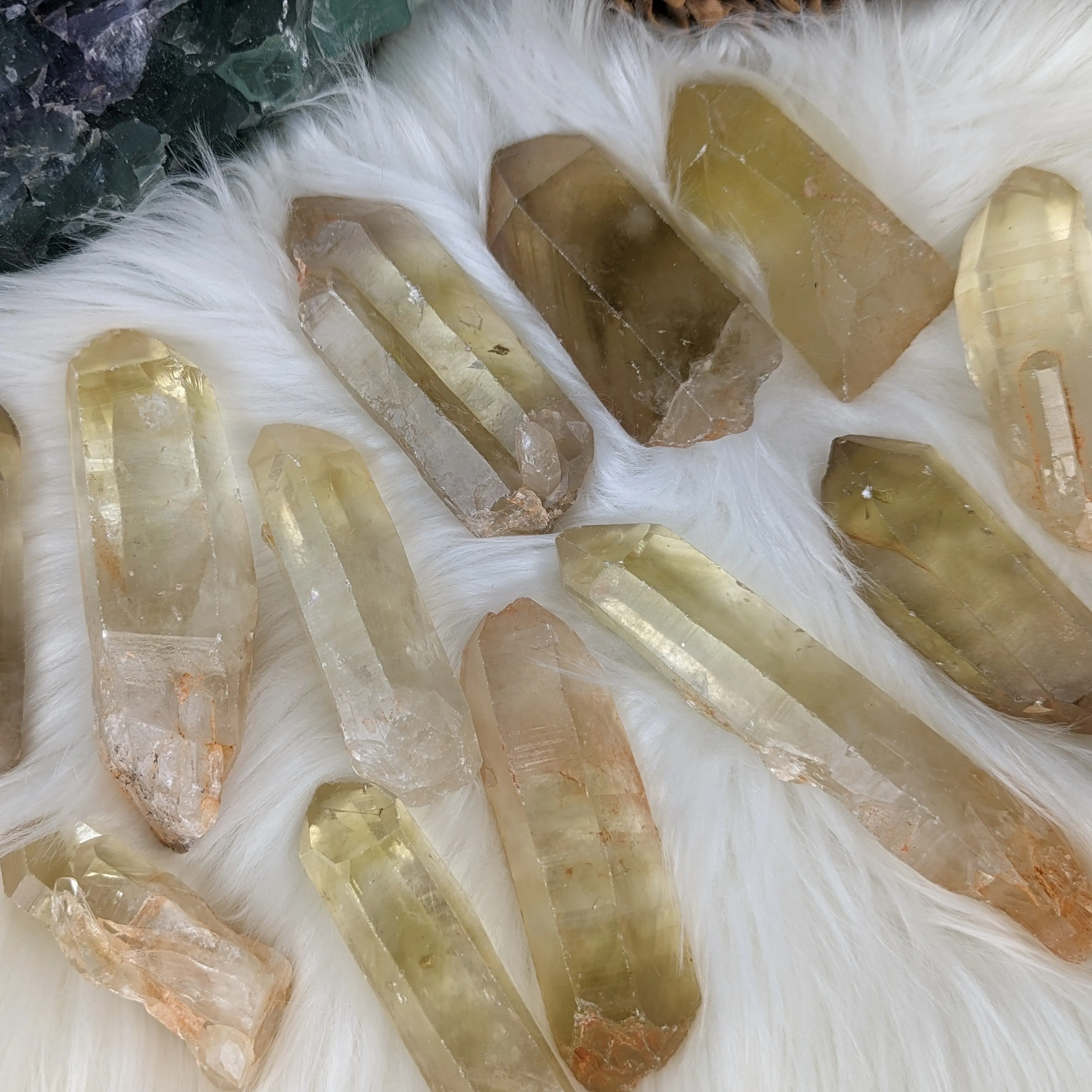 Chunky Natural Citrine Points ~ Set of 2 ~ Perfect for Crystal Grids for Clarity and Thought