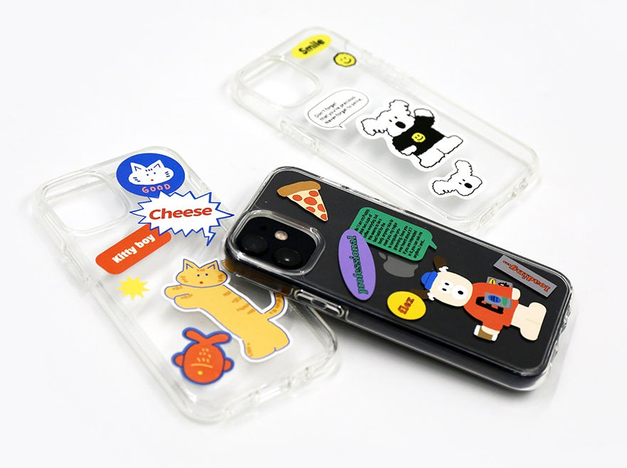 Clear Cellphone Cases/ 2 Cartoon Remover Sticker Sheets/ 2 Film/ DIY SET for iPhone12 Series