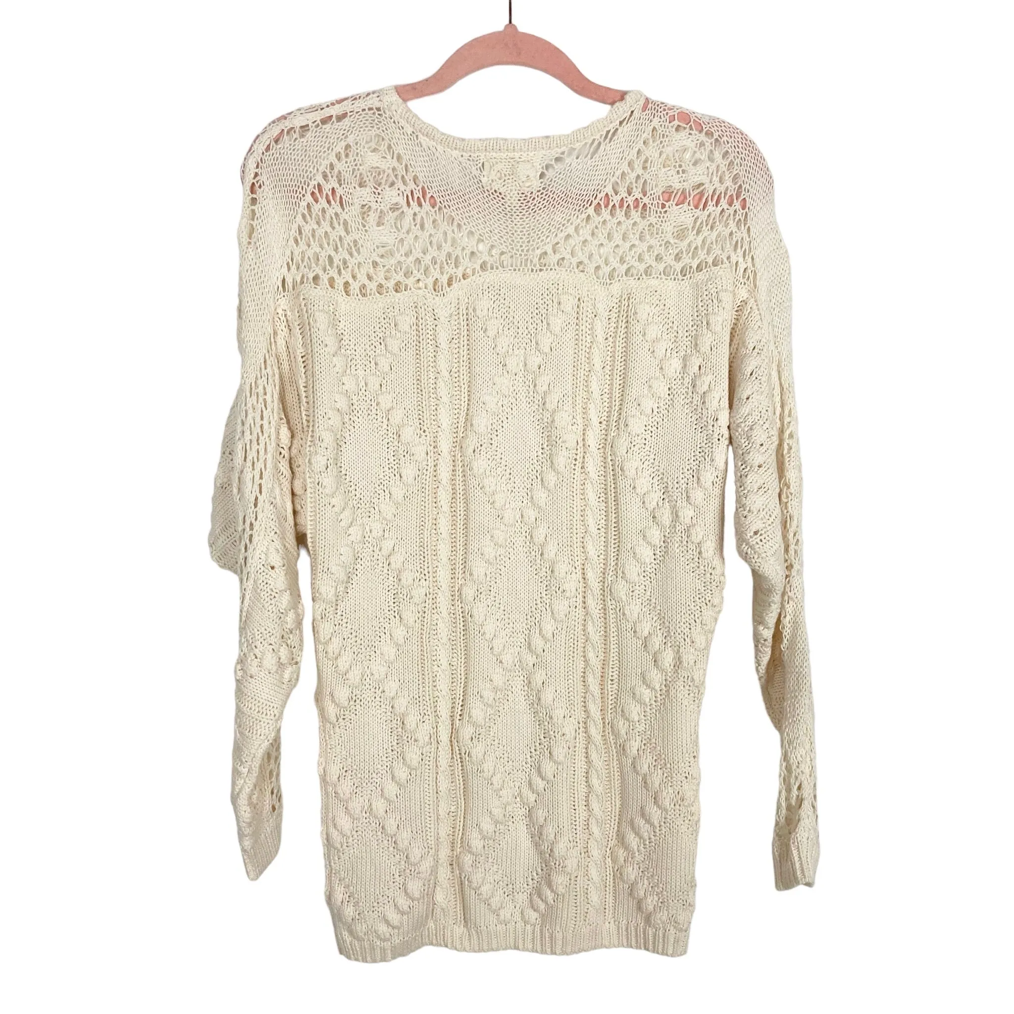 Coven & Co. Cream Open Knit Sweater- Size XS