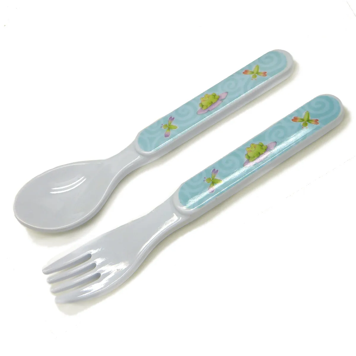 CR Gibson Baby Toddler Plate, Bowl Cup Fork Spoon Dining Set Little Pond