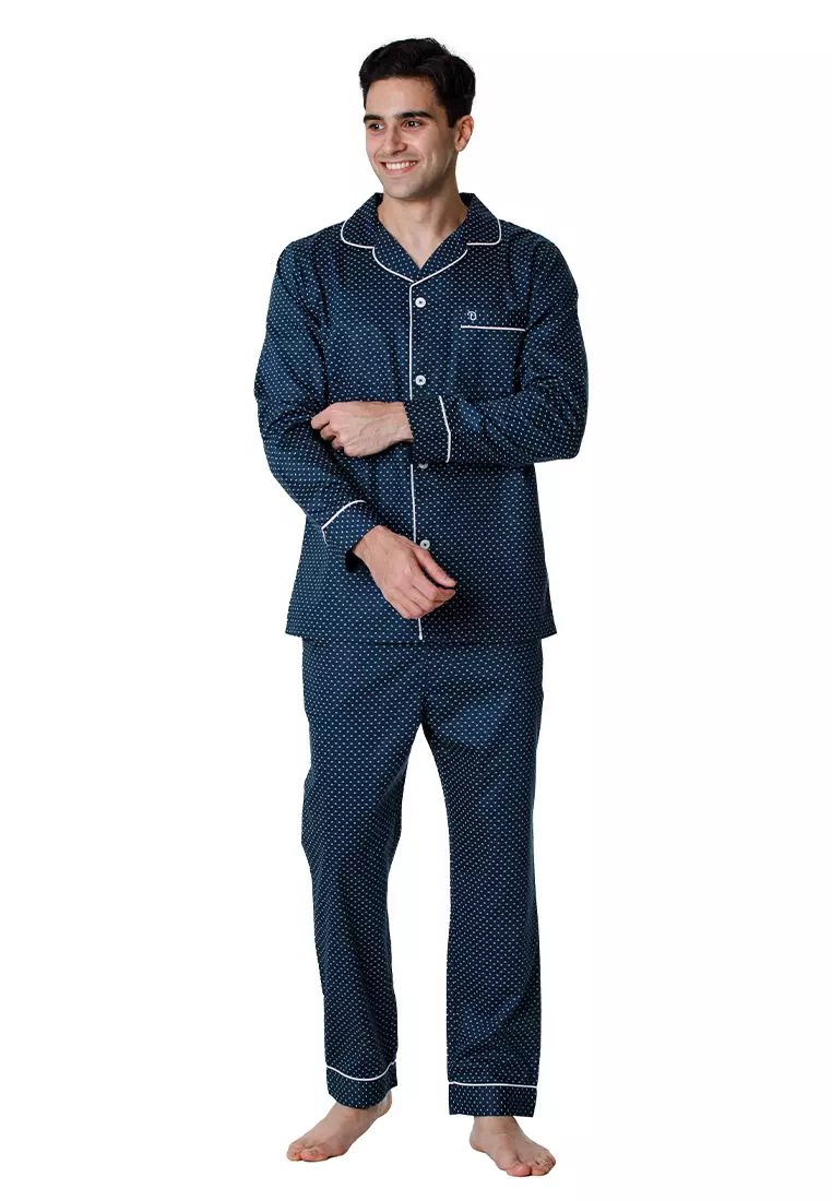 DE LUCCA De Lucca Mens Cotton Long Pajama Set