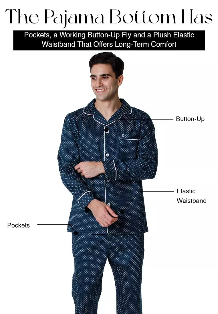 DE LUCCA De Lucca Mens Cotton Long Pajama Set