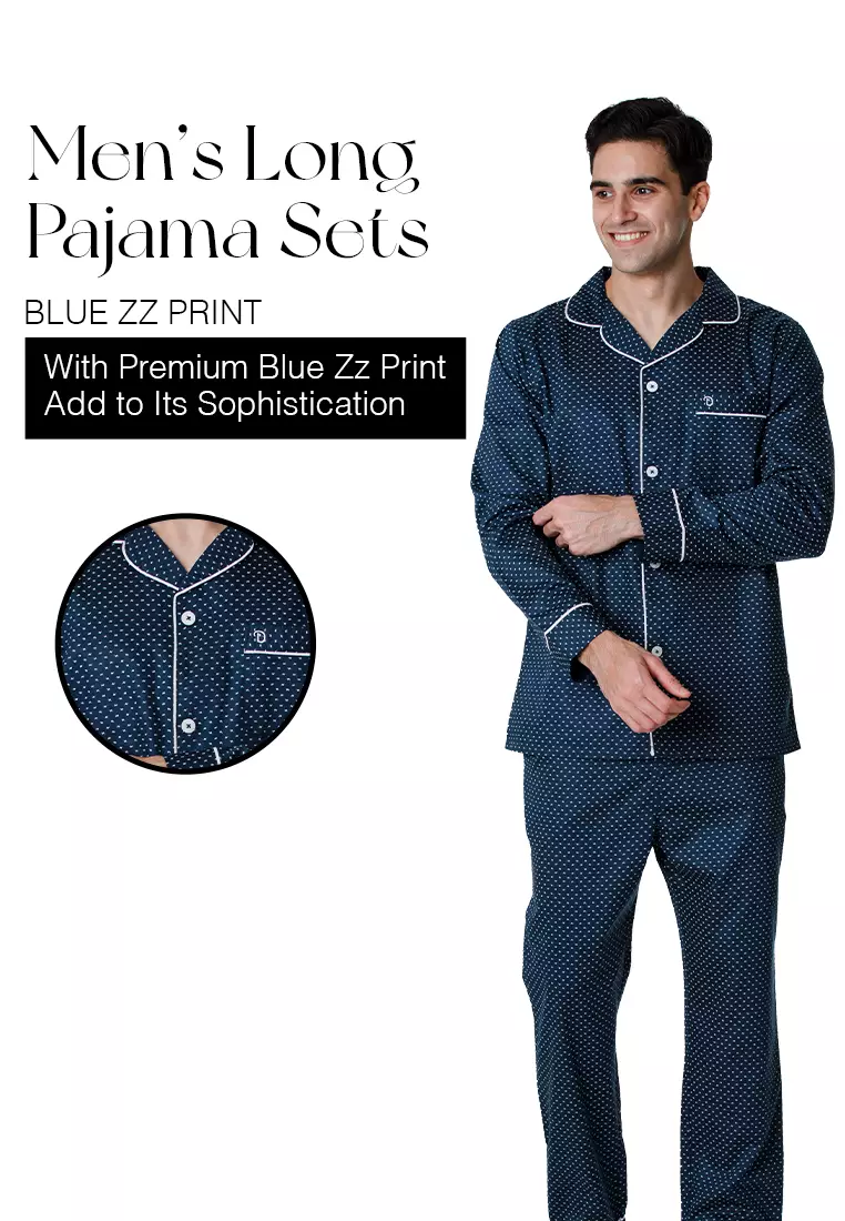 DE LUCCA De Lucca Mens Cotton Long Pajama Set