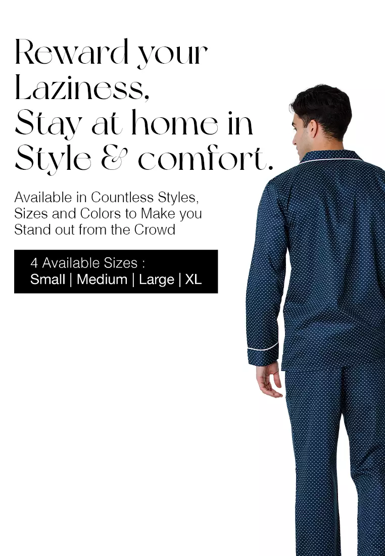 DE LUCCA De Lucca Mens Cotton Long Pajama Set