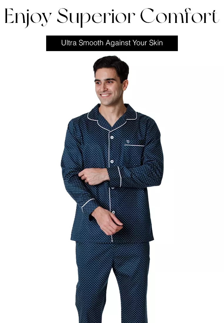 DE LUCCA De Lucca Mens Cotton Long Pajama Set