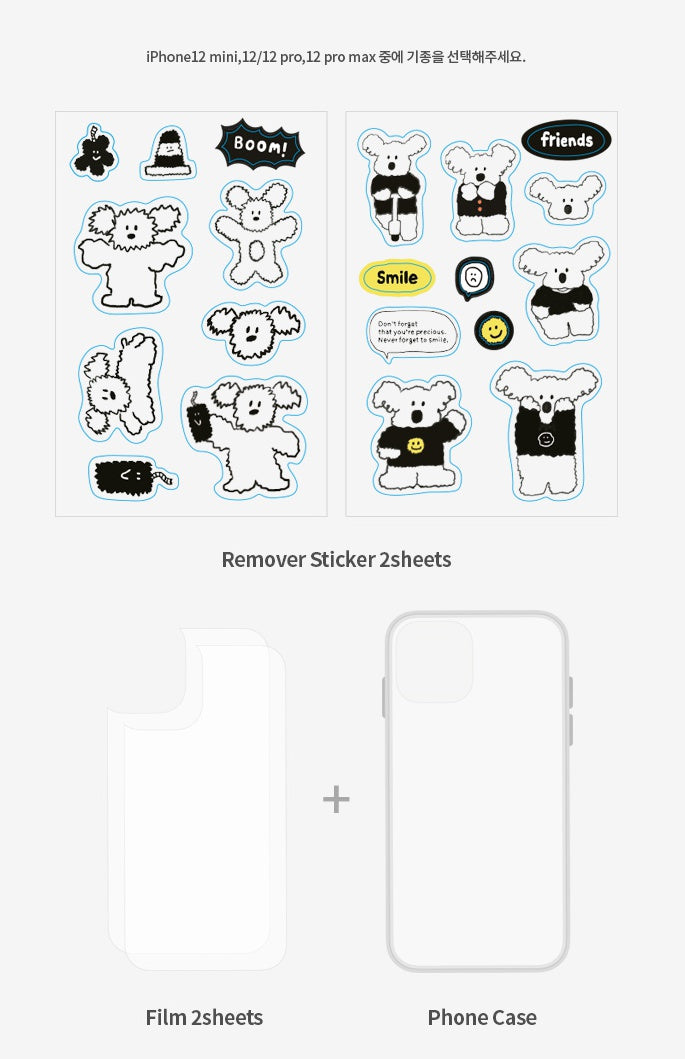 DIY Clear Cellphone Cases Cartoon 2 Remover Sticker 2 Film SET for iPhone12 Series