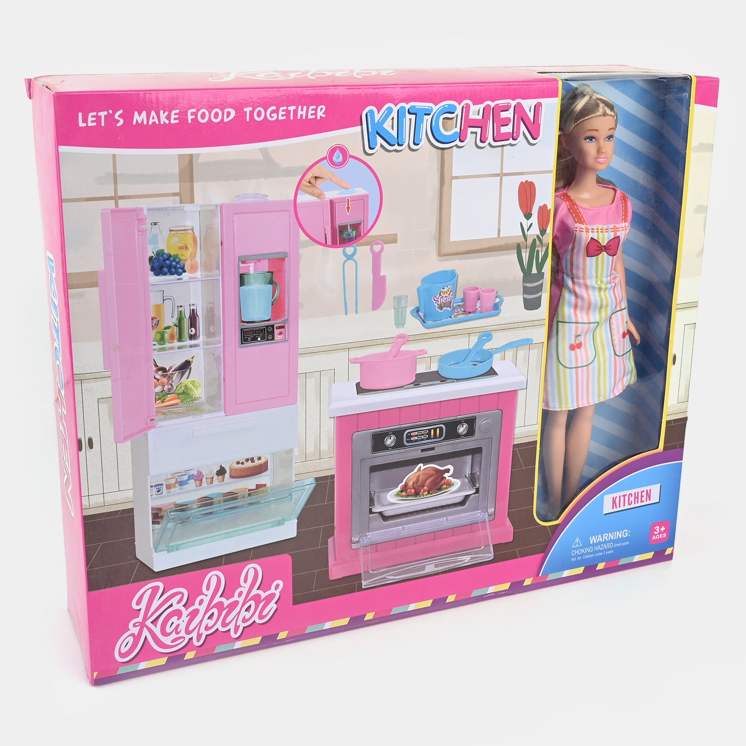 Doll With Kitchen Play Set For Girls