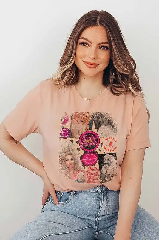 DOLLY PARTON COLLAGE GRAPHIC TEE PLUS SIZE