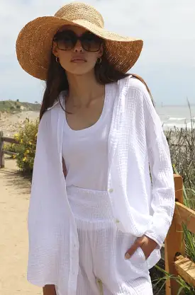 Drop Shoulder Shirt in White