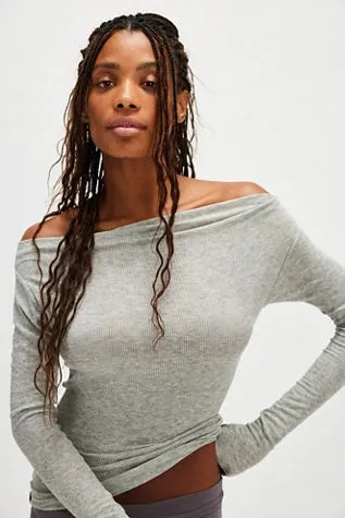 Enough Said Long Sleeve Top by Intimately at Free People in Heather Grey, Size: XL