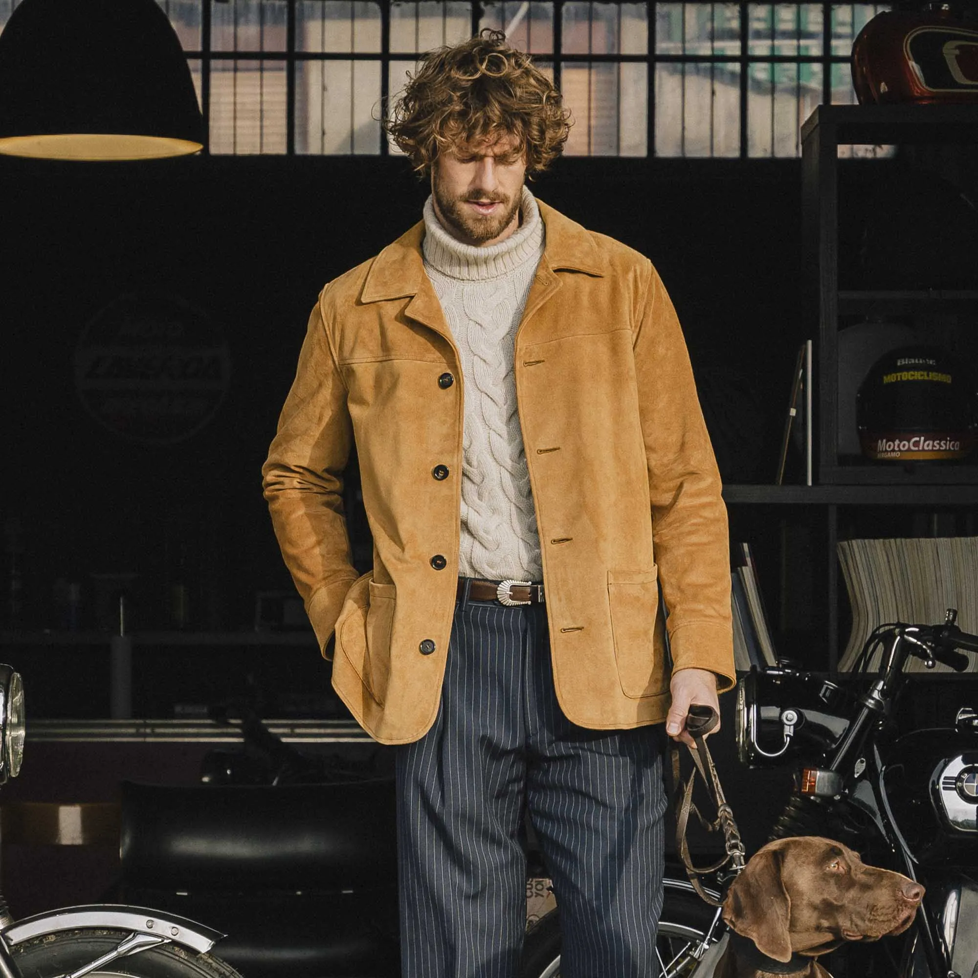 “Enzo” Sabbia Suede Car Coat - Shangri-la Heritage