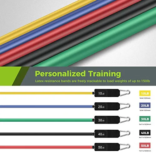 Exercise Bands for Home Workout (11 Pieces) - Resistance Band Set for Golfers